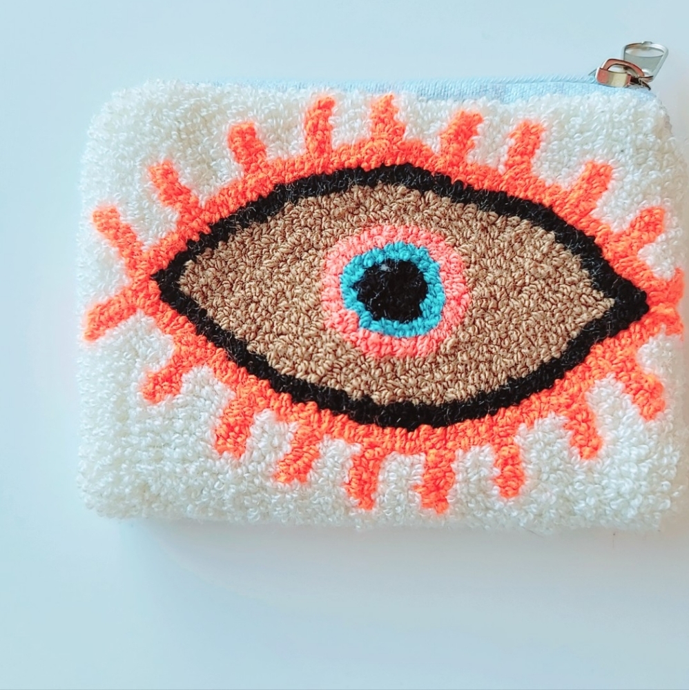 White Woven Eye Coin Baggie